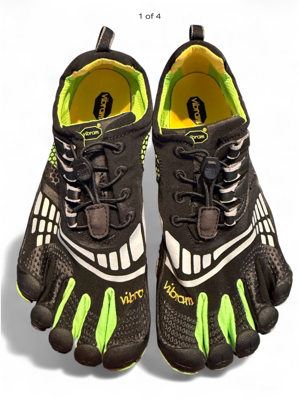 Vibram Men's Black and Neon Green FiveFingers Toe Shoes